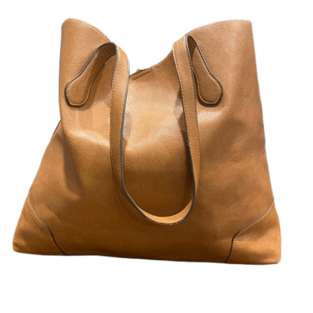 Sole Society leather tote and detachable baby zip pouch lined in cheetah. P3